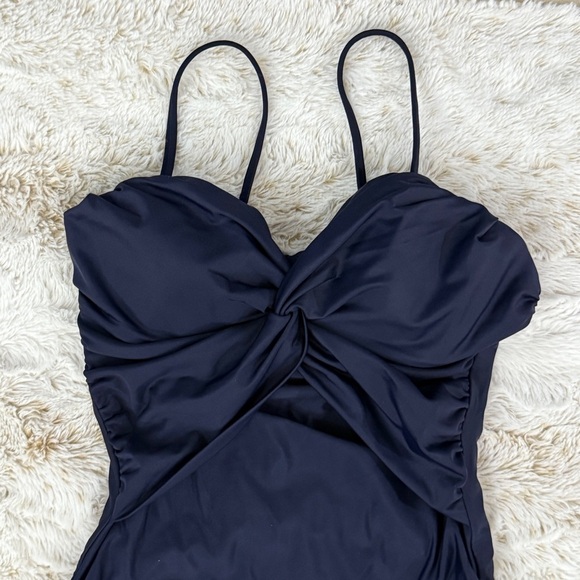 J. Crew Twist-front Bandeau One-piece Swimsuit NAVY BLUE - Picture 3 of 8